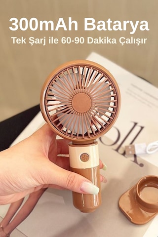 Taşınabililir Mini Usb Şarjlı 3 Kademeli El Masaüstü Vantilatör Fan Soğutucu Ym88214 Kahverengi