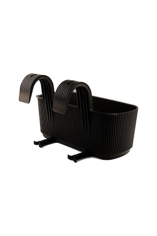 Omnipazar Krs-249 Dekoratif Plastik Pera Askılı Balkon Saksı 3.2 Litre Siyah