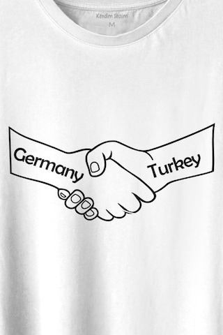 Ülke Dostluk Türkiye Almanya Friends El Tokalaşma Baskılı Tişört Unisex T-shirt 001