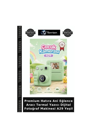 Premium Hatıra Ani Eğlence Aracı Termal Yazıcı Dijital Fotoğraf Makinesi A29 Yeşil