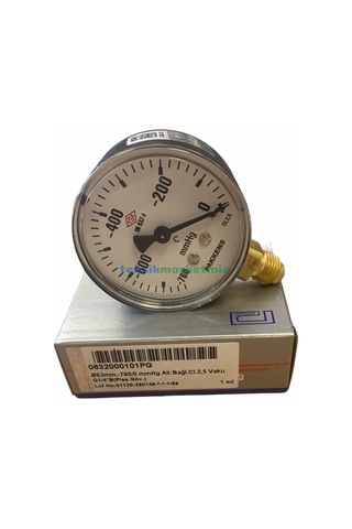 63MM -760/0 MMhg ALTtan Çıkışlı G1/4" Kurutip VakuMMetre Pakkens