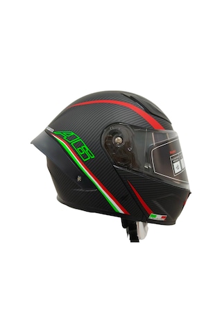 Ws-210 Güneş Vizörlü Çene Açılır Kask 46 Şeffaf Vizörlü İtaly Dizany Siyah