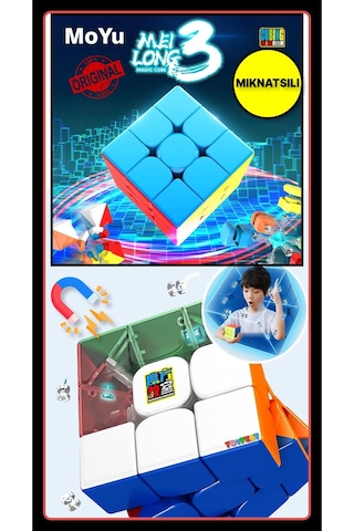 Moyu Meilong 3x3 Manyetik Bloklar 3m - Mıknatıslı Standlı Tornavidalı Stickersız Akıl Zeka Rübik Küp