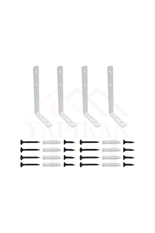 6x16.5cm- 4 Ad Beyaz Dekoratif Çelik Raf Altı Ayak - Raf Destek Aparatı - Metal L Konsol