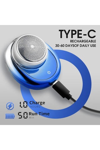 Kompakt Erkek Elektrikli Tıraş Makinesi - Seyahat İçin Mini Taşınabilir Tıraş Makinesi, Su Geçirmez Ipx7, Usb-c Hızlı Şarj, Aşırı Şarj Koruması, 7100 Rpm Güçlü Cep Boy Tıraş Makinesi Mavi