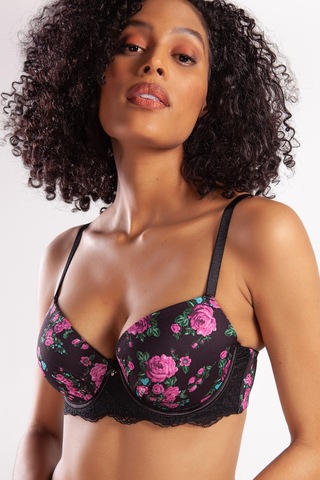 Lenaca Gardenia Big Size Plunge Bra, Siyah Konforlu Ve Şık Sütyen Çok Renkli