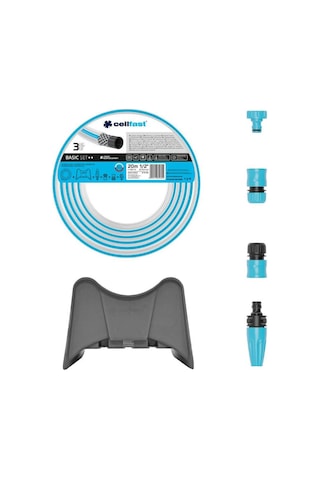 Cellfast Basic Bahçe Sulama Hortumu Seti 1/2" 20 M + Bahçe Hortumu Duvar Askısı