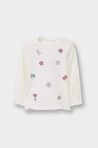 Defacto Kız Bebek Bisiklet Yaka Desenli Uzun Kollu Tişört F4861a525auer105 Ekru