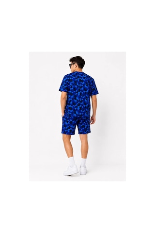 Butik İstanbul Erkek Oversize Kalıp Pubg Bape X Shark Nakışlı Cepli Şort Takım - Mavi