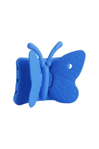 iPad Uyumlu Mini 4 Mscs Butterfly Standlı Tablet Kılıf - Mavi Arka Kapak