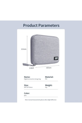 Novahub Bubm Mini Kablo Çantası - Usb, Kalem Saklama Gri, Aksesuarlar İçin Gri