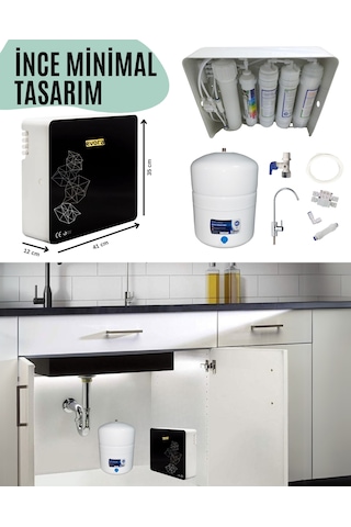 Slim Su Arıtma Cihazı Pompasız Tezgah Altı Kompakt Tasarım