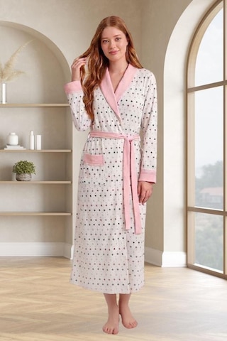 Mecit Pijama Mecit 6357 Pembe Kadın Büyük Beden Uzun Sabahlık