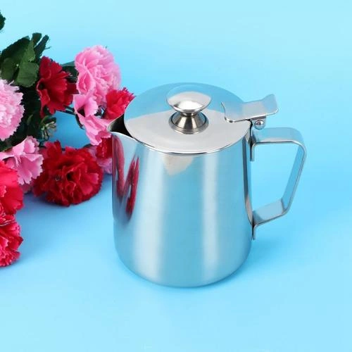 350 Ml Paslanmaz Çelik Süt Kabı Süt Köpürme Fincan Kahve Latte Sanat Sürahi Kahve Sürahi Kupa Kahve Fincanı İle Kapak Moka Cezve Kahve Kapları