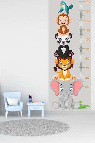 Sevimli Safari Hayvanları Boy Ölçüm Cetveli Boy Ölçer Sticker