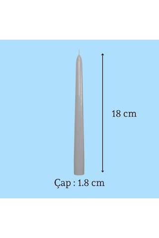 6 Lı Kısa Gri Konik Şamdan Mum Yükseklik 18 Cm Gri