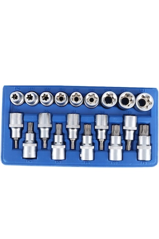 1/2 Torx Ve E Lokma Takımı 19 Parça T20-t25-t27-t30-t40-t45-t50-