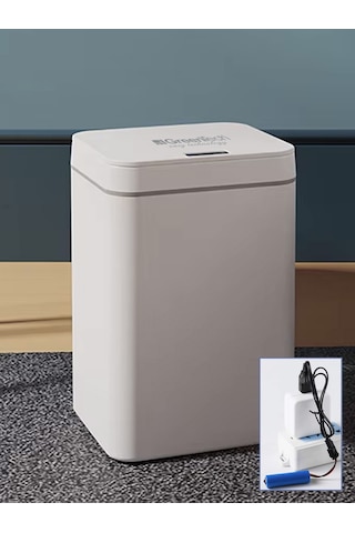 Greentech Sensörlü 16 Litre Çöp Kovası (Şarj Edilebilir Lityum Pilli) / GT-SC03 Beyaz