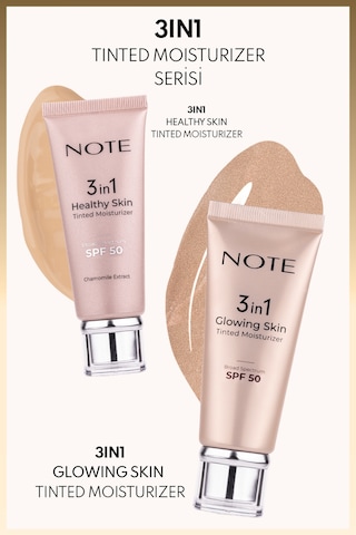 Note Cosmetique 3 in 1 Glowing Skin Tinted Moisturizer 50 SPF Işıltılı Aydınlatıcı Krem