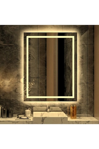 Nuun Dekor 90x70cm Günışığı Ledli Kumlamalı Banyo Ofis Kuaför Lavabo Aynası - Trafolu Şeffaf Nuun Dekor 90x70cm Günışığı Ledli Kumlamalı Banyo Ofis Kuaför Lavabo Aynası - Trafolu Şeffaf