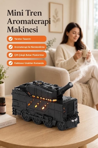 Delux Serisi Nostaljik Işıklı Hediye H20 Tank Aroma Difüzör Siyah