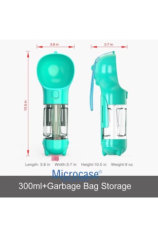 Microcase Taşınabilir Hazneli Mama Kaplı Kaka Poşetli Kedi Köpek Suluğu 300ml - Al48844