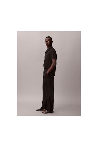 Calvin Klein Erkek Relaxed Fit Düz Çizgili Kargo Pantolon-16197 Siyah