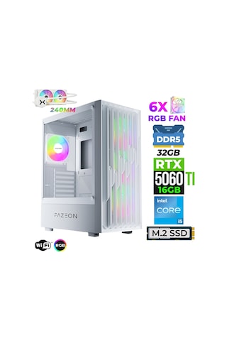 Fazeon Astra X680 i5-14400F 32 GB 1 TB M.2 NVMe SSD 16 GB RTX5060Ti Free Dos Masaüstü Oyuncu Bilgisayarı