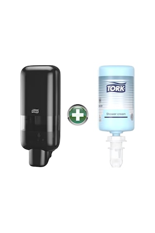 Tork S4 Siyah Sabun Ve Dezenfektan Dispenseri 564508 + 1 L El, Saç Ve Vücut Sıvı Sabunu Hediyeli