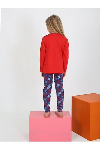 Kız Çocuk Uzun Kollu %100 Pamuklu Pijama Takımı Today Kırmızı