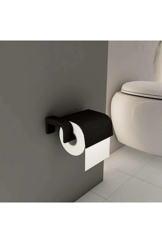 Maxiflow F1 Siyah Serisi Wc Kapaklı Kağıtlık Krom
