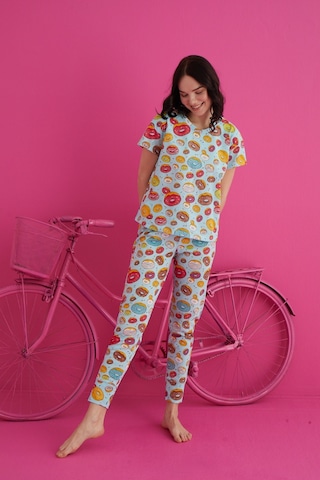 Kadın Baskılı Kısa Kollu Takım Waynap 4130 - Turkuaz