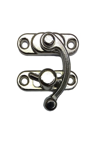 2 Adet Büyük Boy Yay Gözü Kancalı Kilit Nikel Kutu Sandık ve Kapak Klipsi 37x45 mm