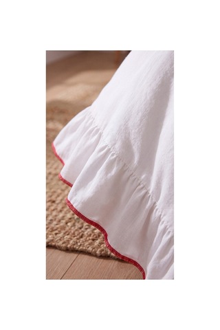 %100 Pamuk Overloklu Fırfırlı Tek Kişilik Nevresim Takımı Lastikli Çarşaflı 160x200 Cm Kırmızı - 904799828 Kırmızı