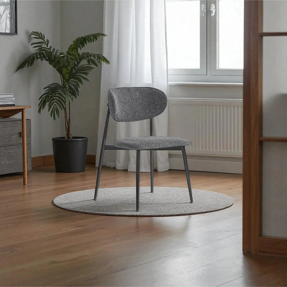 Dengema Laila S80 Sandalye Antrasit Kumaş, Siyah Metal Ayak Antrasit - Siyah Ayak