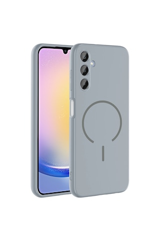 Zore Samsung Galaxy Uyumlu A25 Kılıf M-safe Şarj Özellikli Omsy Meta Kapak - Siyah