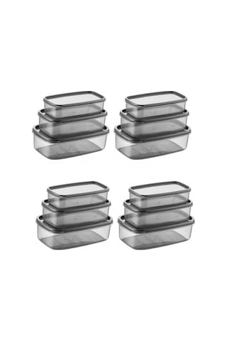 Oval 12 Parça Hava Almaz Sızdırmaz Saklama Kabı Seti Füme 4x 300/500/800 Ml Diğer