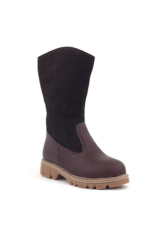 Rakerplus Hakiki Deri Kahverengi Fermuarlı Uzun Kız Çocuk Çizme Kahverengi