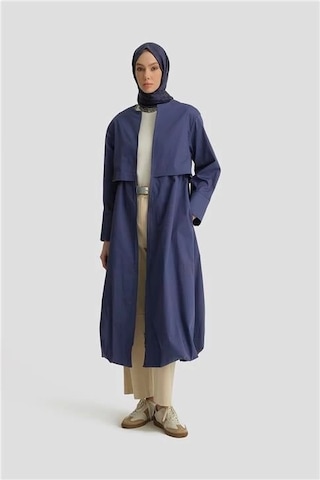 Armine Balon Etekli Pardesü 25y8205 Puslu Mor Mavi