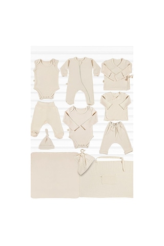 Tinylamb Pure Organik Yenidoğan Hastane Çıkış Seti - 11 Parça Krem
