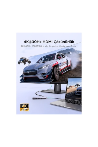 Revedok 6-in-1 3 Usb 3.0, 4k/30hz Hdmı, 100w Pd Type-c, Rj45 Port Çoklayıcı Hub, 15598