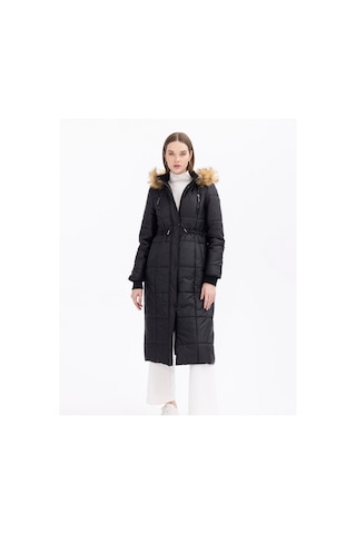 Scl Kapüşonlu Beli Büzgülü Siyah Kadın Kaban 2321601016 Siyah