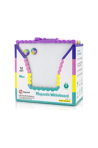 New Magnetic Whiteboard Jl-116 Manyetik Yazı Tahtası 29x29cm Orta Çift Taraflı Renkli Çerçeve - 12'li Paket Diğer