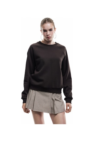 Koton Şardonlu Uzun Kollu Bisiklet Yaka Basic Oversize Sweatshirt Kahverengi 6wal10129ık Kahve