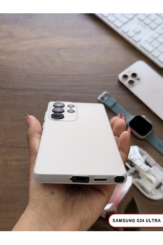 Samsung Galaxy S24 Ultra Uyumlu Süper İnce Mat Ultra Thin Silikon Kılıf Beyaz