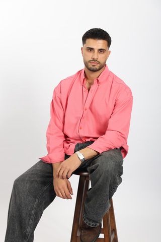 Mcz Giyim Pembe Renk Oversize Uzun Kollu Erkek Gömlek