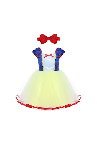 Bebek Bebek Kız Örgü Kolsuz Cadılar Bayramı Kostüm Cosplay Parti Elbise Kafa Bandı İle Mavi - Sarı