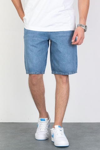 HLT Jeans Erkek Açık Mavi Baggy Fit Rahat Kesim %100 Pamuk Denim Loose Jeans Kot Şort Arthur-Açmavi 001