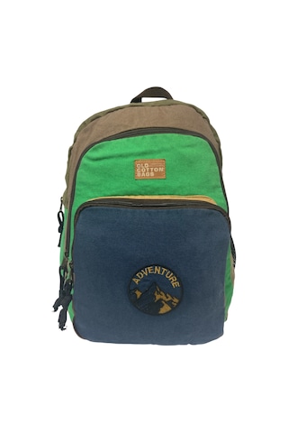 Old Cotton Cargo Kaliteli Siyah Vintage Salaş Baskılı Disayn Günlük Gezi Okul Sırt Çantası Revilla Bag 28x38cm Lacivert - Yeşil