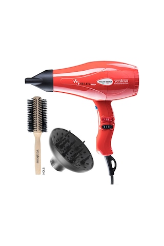 Ventoso V5 Silex5000 Saç Şekillendirme Seti Kırmızı